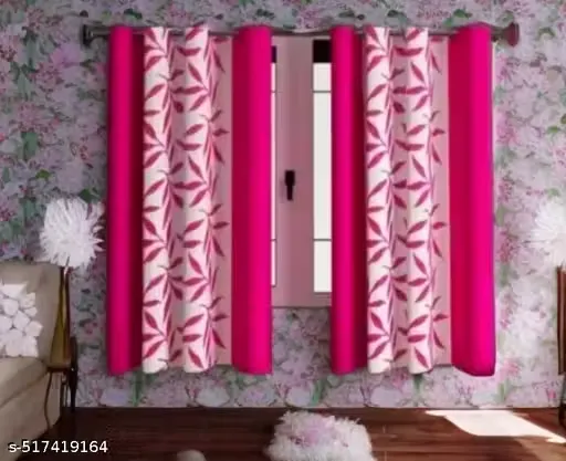 Shivaaksh Kolavery Polyester Window Curtains 5 feet, Pack of 2 Pink (Pink, Window 5 Feet)